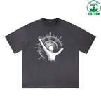 BOGGO  Purify Printed Dirty WashT-Shirt 230G Multicolor Loose Trendy Fashionable 100%Cotton Short Sleeve Top