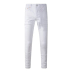 BOGGO High Street Men's Jeans American Distressed Dark Black Coated Blank Stretch Skinny Button Fly Ripped Pants Trousers