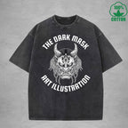 BOGGO  The Dark MaskInterest Printed Washed T-Shirt 230G Multicolor Loose Trendy Fashionable 100%Cotton Short Sleeve Top