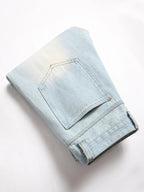 BOGGO Men's Vintage Light Blue Jeans Straight Loose Fit Distressed Cat Whisker Denim Pants Casual Streetwear High Quality Stretch 28-4