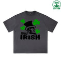 BOGGO  Irish 100% Printed Dirty Wash T-Shirt 230G Multicolor Loose Trendy Fashionable 100%Cotton Short Sleeve Top