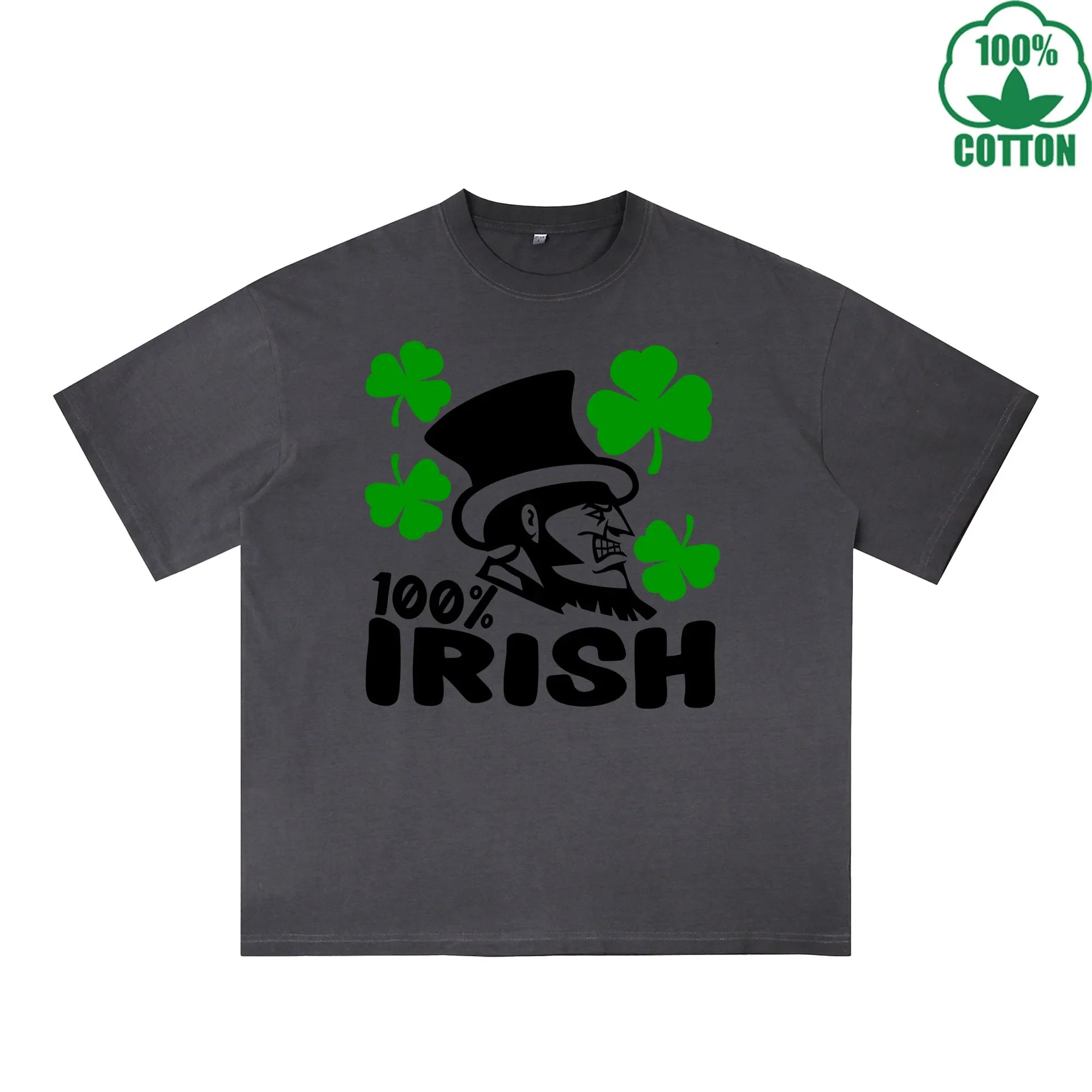 BOGGO  Irish 100% Printed Dirty Wash T-Shirt 230G Multicolor Loose Trendy Fashionable 100%Cotton Short Sleeve Top