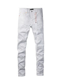BOGGO Spring New Men's White Skinny Jeans High Quality Slim Fit Trousers Streetwear Hip Hop Style Casual Fashion Stretch Denim Pants