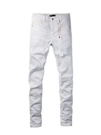 BOGGO Spring New Men's White Skinny Jeans High Quality Slim Fit Trousers Streetwear Hip Hop Style Casual Fashion Stretch Denim Pants