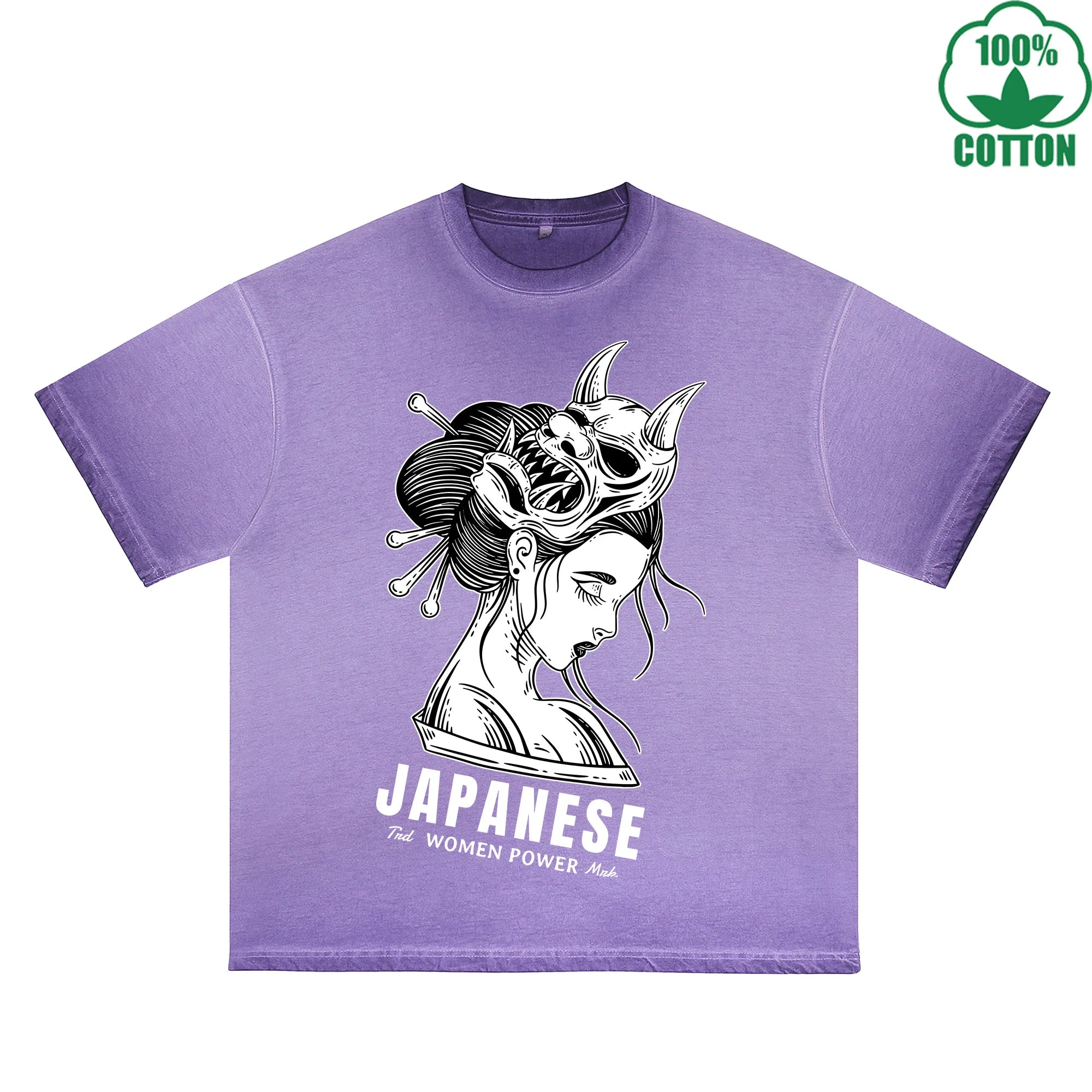 BOGGO  Japanese Printed Dirty WashT-Shirt 230G Multicolor Loose Trendy Fashionable 100%Cotton Short Sleeve Top