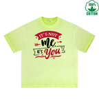BOGGO  It not me It You Printed Dirty Wash T-Shirt 230G Multicolor Loose Trendy Fashionable 100%Cotton Short Sleeve Top