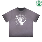 BOGGO  Purify Printed Dirty WashT-Shirt 230G Multicolor Loose Trendy Fashionable 100%Cotton Short Sleeve Top