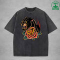 BOGGO  Black PantherInterest Printed Washed T-Shirt 230G Multicolor Loose Trendy Fashionable 100%Cotton Short Sleeve Top