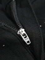 Men's Trendy Rhinestone - Embellished Black Stretch Skinny Jeans, Four - Season Style