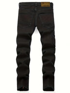 New European and American black washed embroidery jeans