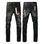 New KSUBI Jeans Men Paint Hole Trendy American High Street  Trend Low Rise Stretch Skinny Pleated Ripped Jeans