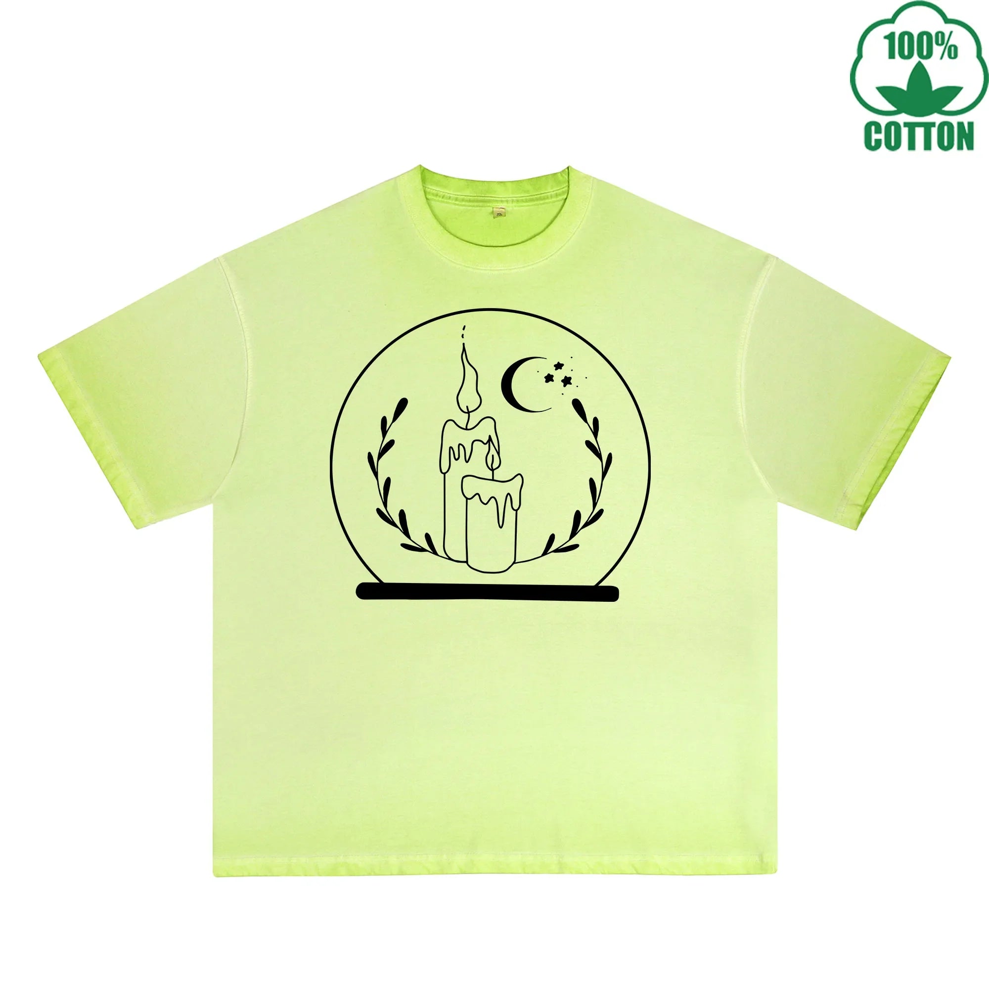BOGGO  Crystal Ball Printed Dirty WashT-Shirt 230G Multicolor Loose Trendy Fashionable 100%Cotton Short Sleeve Top