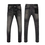 BOGGO Men Jeans Fashion Americans High street Retro wash black Splashing ink graffiti print Low Rise Elastic Skinny Jeans Brand pants