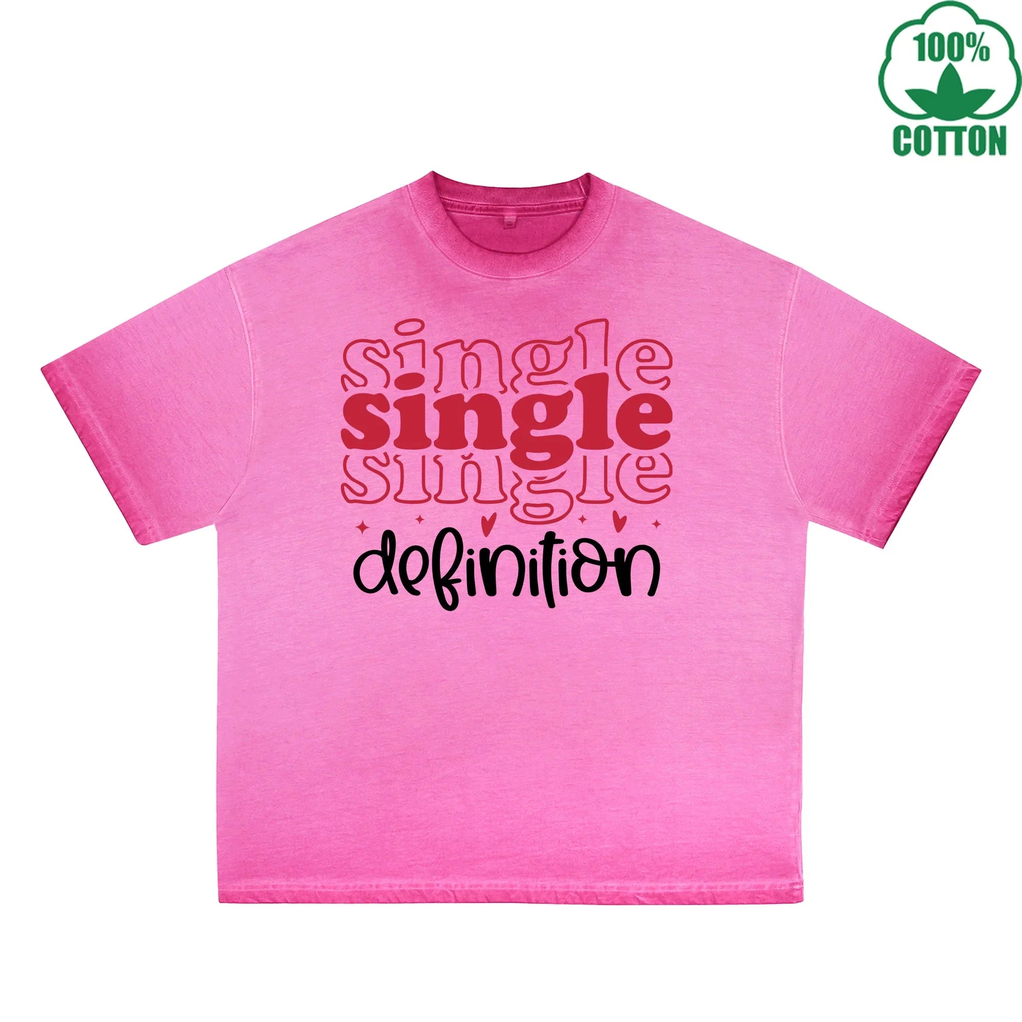 BOGGO  Single Printed Dirty Wash T-Shirt 230G Multicolor Loose Trendy Fashionable 100%Cotton Short Sleeve Top