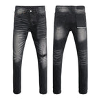 BOGGO Men Jeans Fashion Americans High street Retro wash black Splashing ink graffiti print Low Rise Elastic Skinny Jeans Brand pants