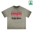 BOGGO  Single Printed Dirty Wash T-Shirt 230G Multicolor Loose Trendy Fashionable 100%Cotton Short Sleeve Top