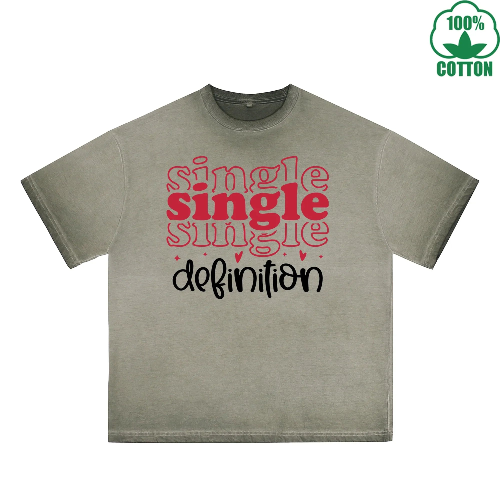 BOGGO  Single Printed Dirty Wash T-Shirt 230G Multicolor Loose Trendy Fashionable 100%Cotton Short Sleeve Top