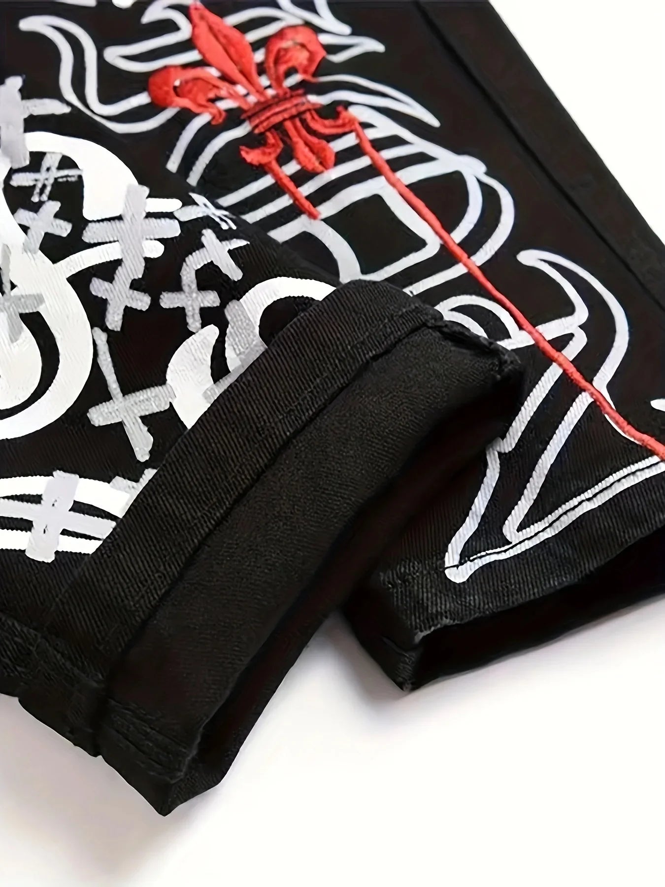 New European and American black washed embroidery jeans