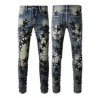 BOGGO Men Jean Denim Pencil Pants Stretch Jeans Ankle Length Trousers Washed High Street Mid Waist Pockets Slim Print Spring 2026