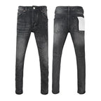BOGGO Men Jeans Fashion Americans High street Retro wash black Splashing ink graffiti print Low Rise Elastic Skinny Jeans Brand pants