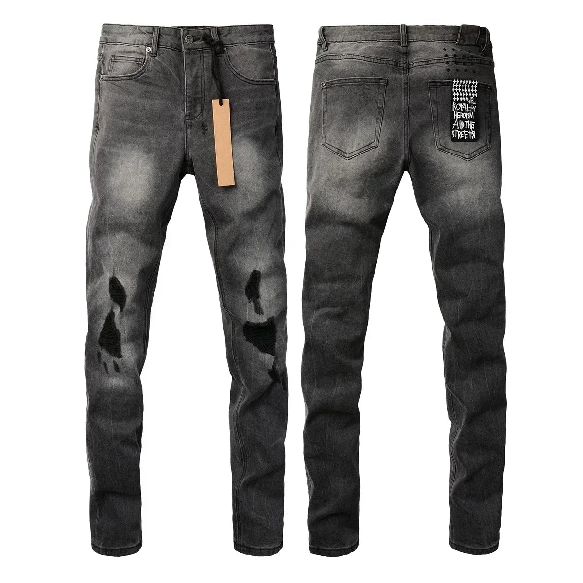 New KSUBI Jeans Men Paint Hole Trendy American High Street  Trend Low Rise Stretch Skinny Pleated Ripped Jeans