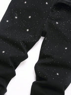 Men's Trendy Rhinestone - Embellished Black Stretch Skinny Jeans, Four - Season Style