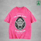 BOGGO  Angry GorillaInterest Printed Washed T-Shirt 230G Multicolor Loose Trendy Fashionable 100%Cotton Short Sleeve Top