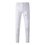 BOGGO Spring New Men's White Skinny Jeans High Quality Slim Fit Trousers Streetwear Hip Hop Style Casual Fashion Stretch Denim Pants