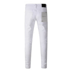 BOGGO Spring New Men's White Skinny Jeans High Quality Slim Fit Trousers Streetwear Hip Hop Style Casual Fashion Stretch Denim Pants