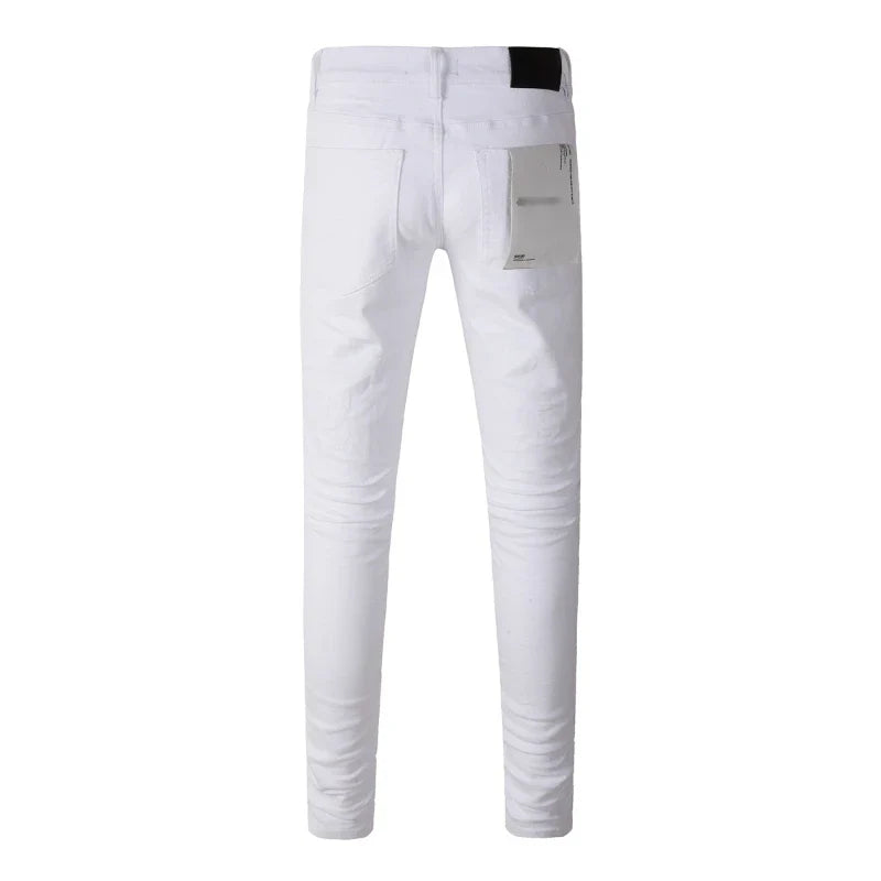 BOGGO Spring New Men's White Skinny Jeans High Quality Slim Fit Trousers Streetwear Hip Hop Style Casual Fashion Stretch Denim Pants