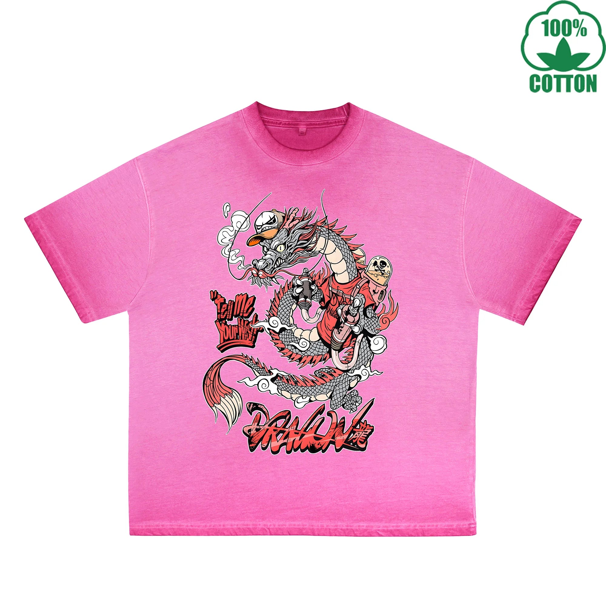 BOGGO  Blood Butterfly Printed Dirty WashT-Shirt 230G Multicolor Loose Trendy Fashionable 100%Cotton Short Sleeve Top