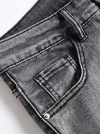 BOGGO Men¡®s Stretchy Denim Jeans Streetwear Tearing Patchwork Holes Ripped Denim Elastic Waist Casual Pants Slim fit Straight Trousers
