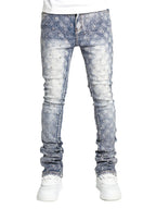 BOGGOMen's denim fashion personality straight leg men's pants European and American fashion Instagram hot item elastic pearl denim la
