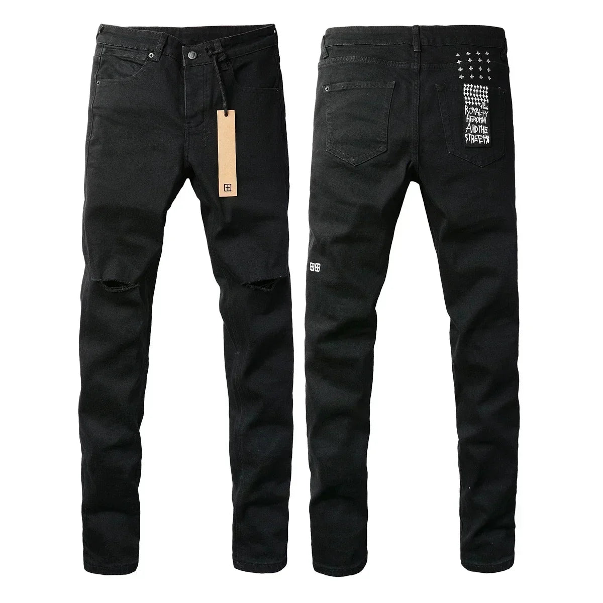 New KSUBI Jeans Men Paint Hole Trendy American High Street  Trend Low Rise Stretch Skinny Pleated Ripped Jeans
