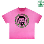 BOGGO  Irish Be There With You Printed Dirty Wash T-Shirt 230G Multicolor Loose Trendy Fashionable 100%Cotton Short Sleeve Top