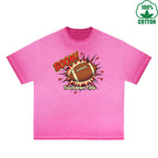 BOGGO  Touchdown Time Printed Dirty Wash T-Shirt 230G Multicolor Loose Trendy Fashionable 100%Cotton Short Sleeve Top