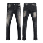 BOGGO Men Jeans Fashion Americans High street Retro wash black Splashing ink graffiti print Low Rise Elastic Skinny Jeans Brand pants