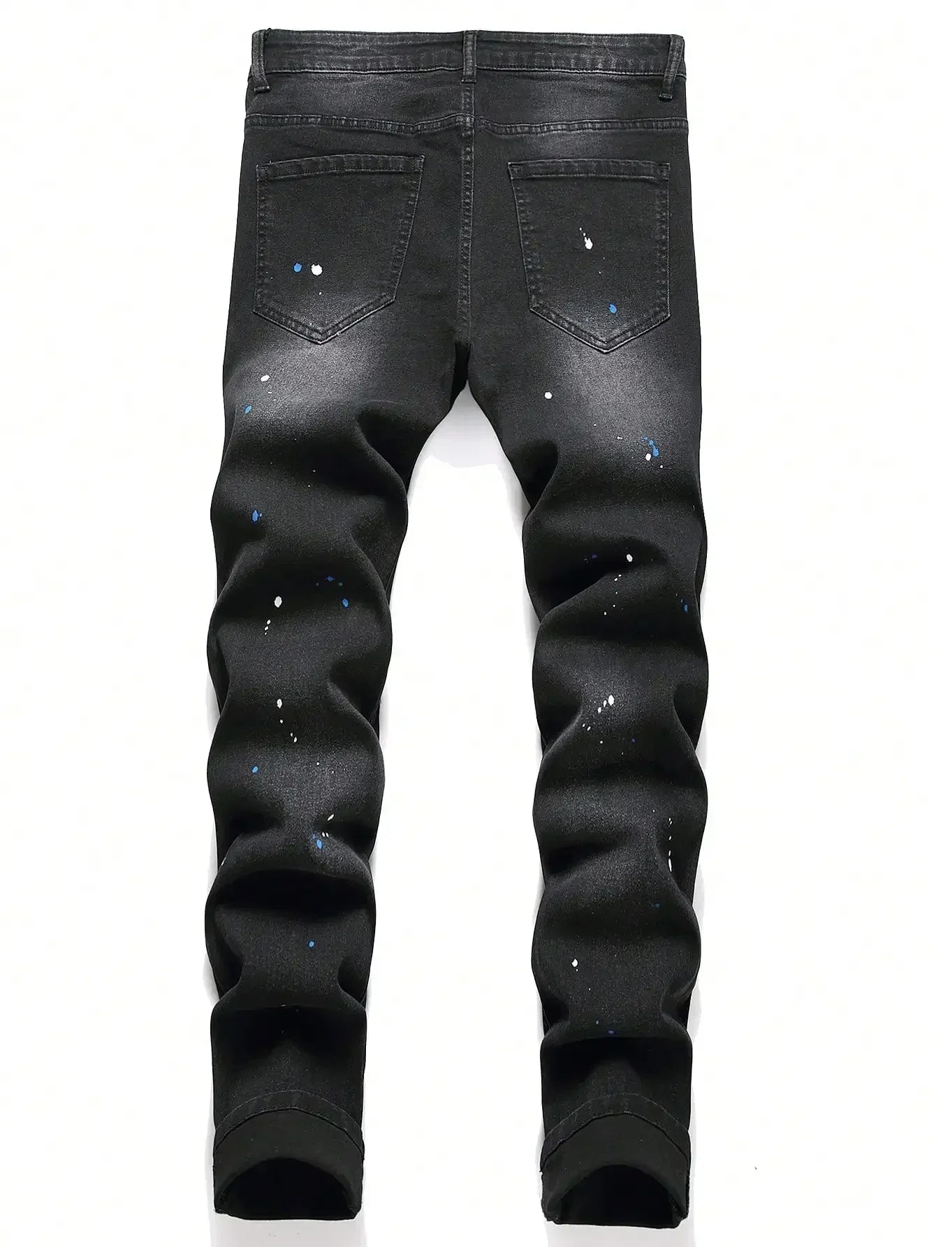 BOGGO Men y2k Stretchy Skinny Denim Jeans For Men Casual pants Ripped Patchwork Hole Slim Fit Denim Hip Hop Black Straight Trousers
