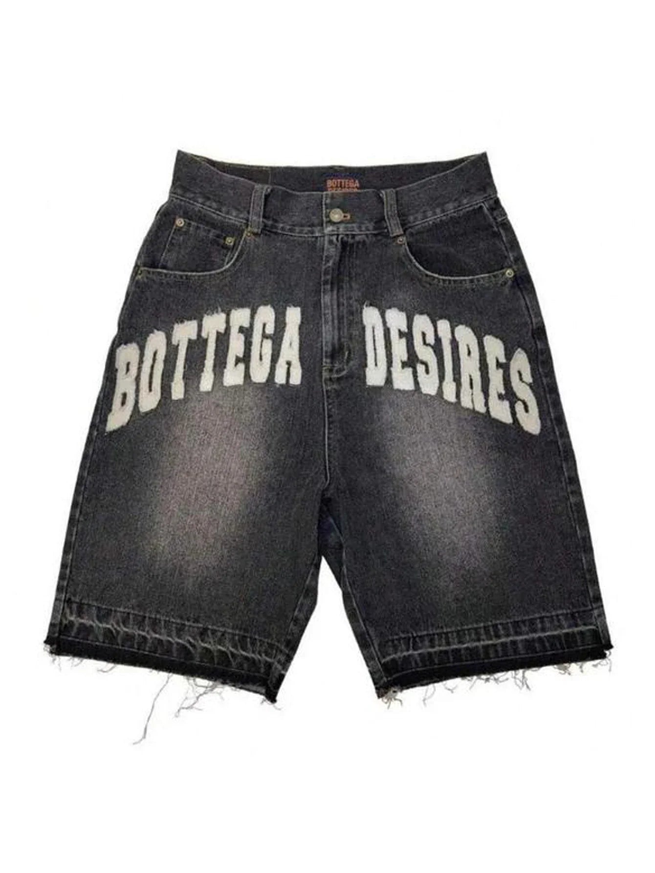 Y2K Vintage Distressed Jeans Letter Pattern Decoration High Waist Denim Shorts Fashion Men Women Hip Hop Streetwear