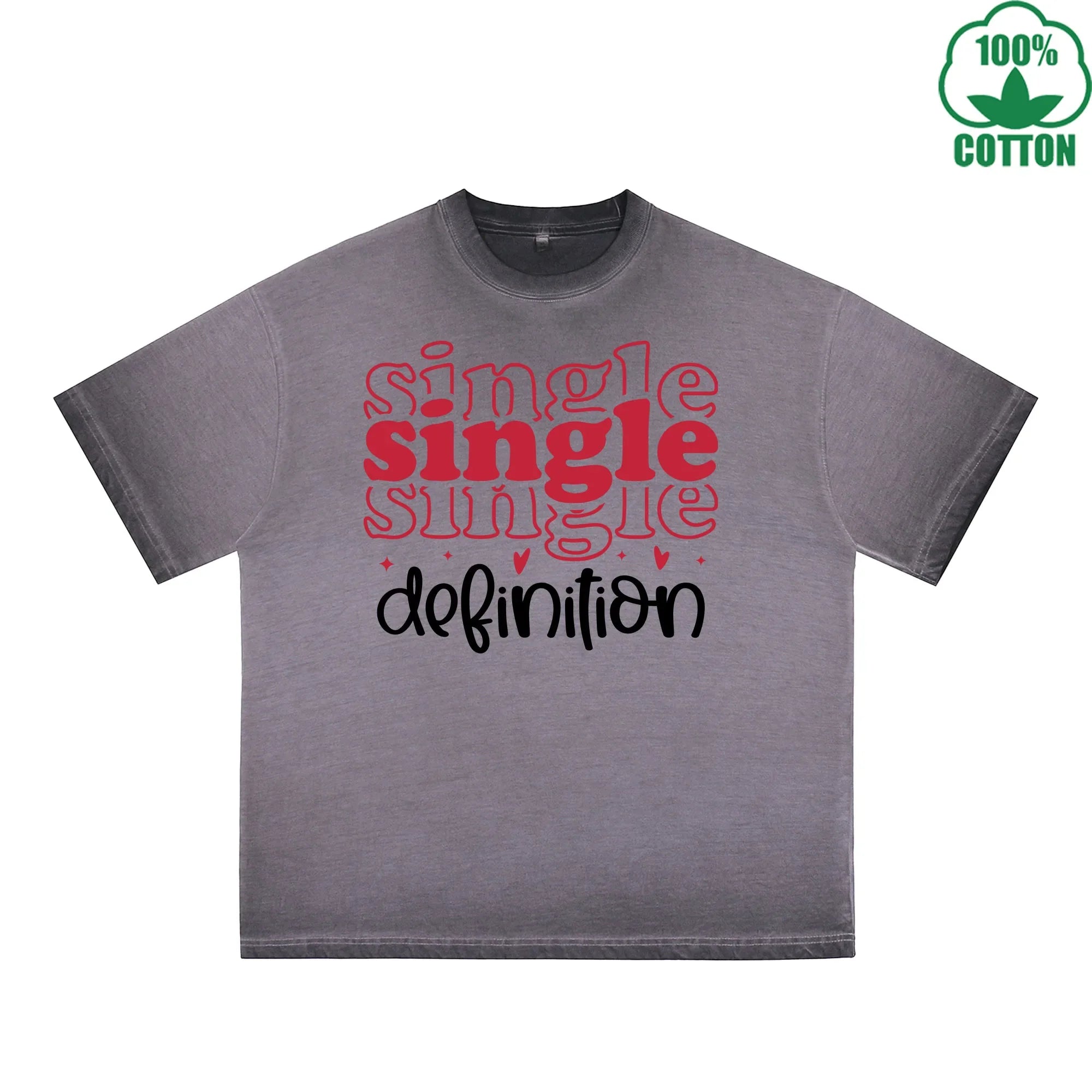 BOGGO  Single Printed Dirty Wash T-Shirt 230G Multicolor Loose Trendy Fashionable 100%Cotton Short Sleeve Top