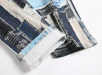 BOGGO Best-selling Men's Stretch Jeans, Blue Checkered Denim Pants, Casual Trousers in Asian Sizes.