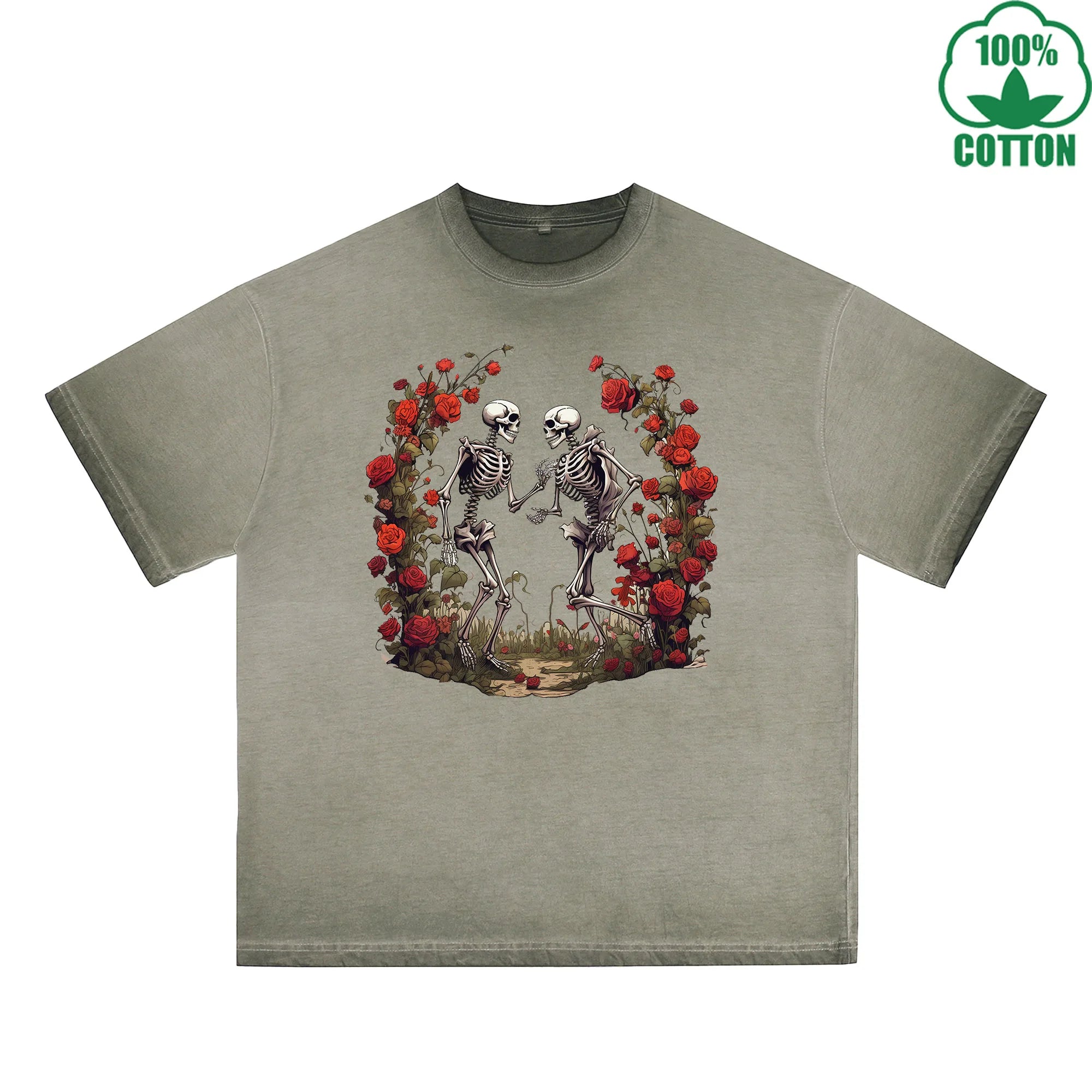 BOGGO  Love Printed Dirty Wash T-Shirt 230G Multicolor Loose Trendy Fashionable 100%Cotton Short Sleeve Top