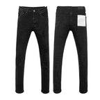 BOGGO Men Jeans Fashion Americans High street Retro wash black Splashing ink graffiti print Low Rise Elastic Skinny Jeans Brand pants