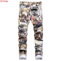 BOGGO Best-selling Men's Stretch Jeans, Blue Checkered Denim Pants, Casual Trousers in Asian Sizes.