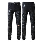 BOGGO Men Jean Denim Pencil Pants Stretch Jeans Ankle Length Trousers Washed High Street Mid Waist Pockets Slim Print Spring 2026