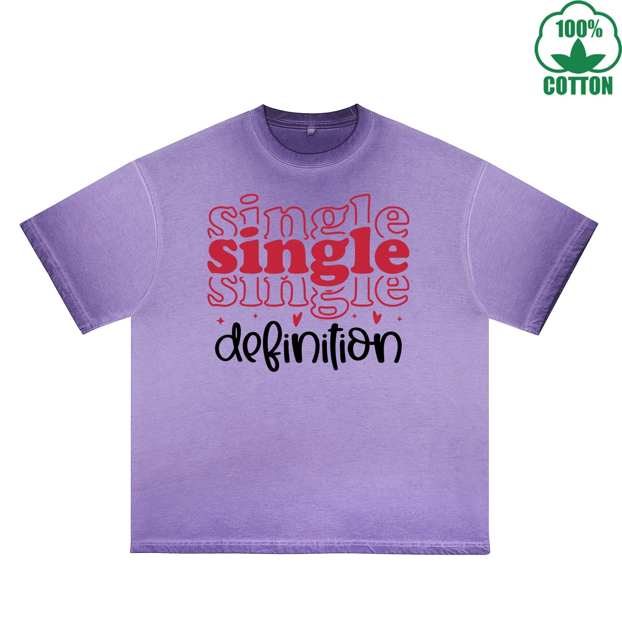 BOGGO  Single Printed Dirty Wash T-Shirt 230G Multicolor Loose Trendy Fashionable 100%Cotton Short Sleeve Top