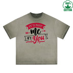BOGGO  It not me It You Printed Dirty Wash T-Shirt 230G Multicolor Loose Trendy Fashionable 100%Cotton Short Sleeve Top