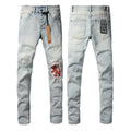 New KSUBI Jeans Men Paint Hole Trendy American High Street  Trend Low Rise Stretch Skinny Pleated Ripped Jeans