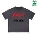 BOGGO  Single Printed Dirty Wash T-Shirt 230G Multicolor Loose Trendy Fashionable 100%Cotton Short Sleeve Top