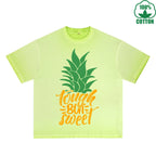 BOGGO  Pineapple Printed Dirty WashT-Shirt 230G Multicolor Loose Trendy Short Sleeves Fashionable 100%Cotton Top